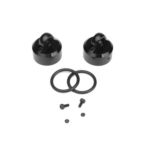 Bouchons d'amortisseur Tekno (7075, émulsion/ventilé/standard, anodisé noir, 2 pièces) - TKR8702