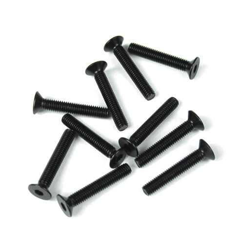 Vis à tête plate Tekno M3x18mm (noir, 10 pièces) - TKR1328