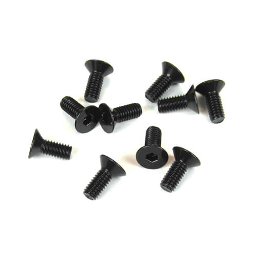 Tekno M4x12mm Flat Head Screws (black, 10 pcs) - TKR1344