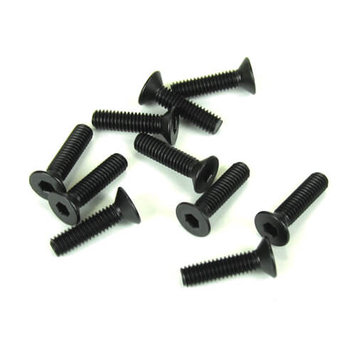 Vis à tête plate Tekno M4x15mm (noires, 10 pièces) - TKR1346
