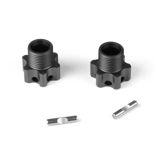 Tekno Wheel Hubs (+4mm, lightened, gun metal anodized, with pins, 2pcs) - TKR5071E