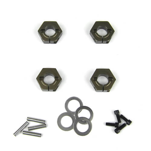 Tekno Wheel Hexes (SCT410, 12mm, composite, black) - TKR5571